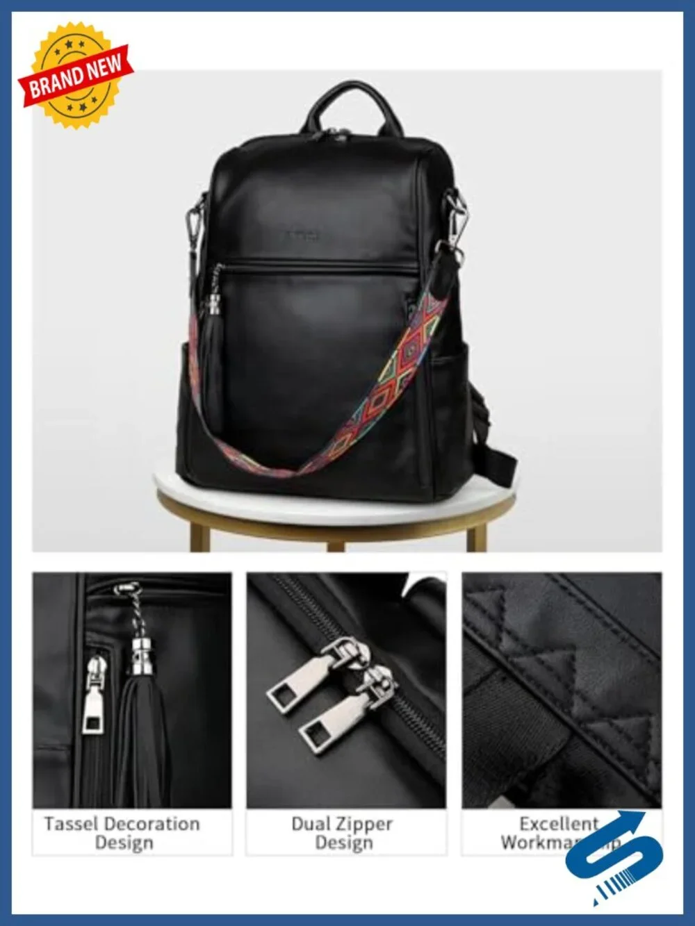 Waterproof Vegan Leather Backpack for Women, 13 inch Travel Work Bag